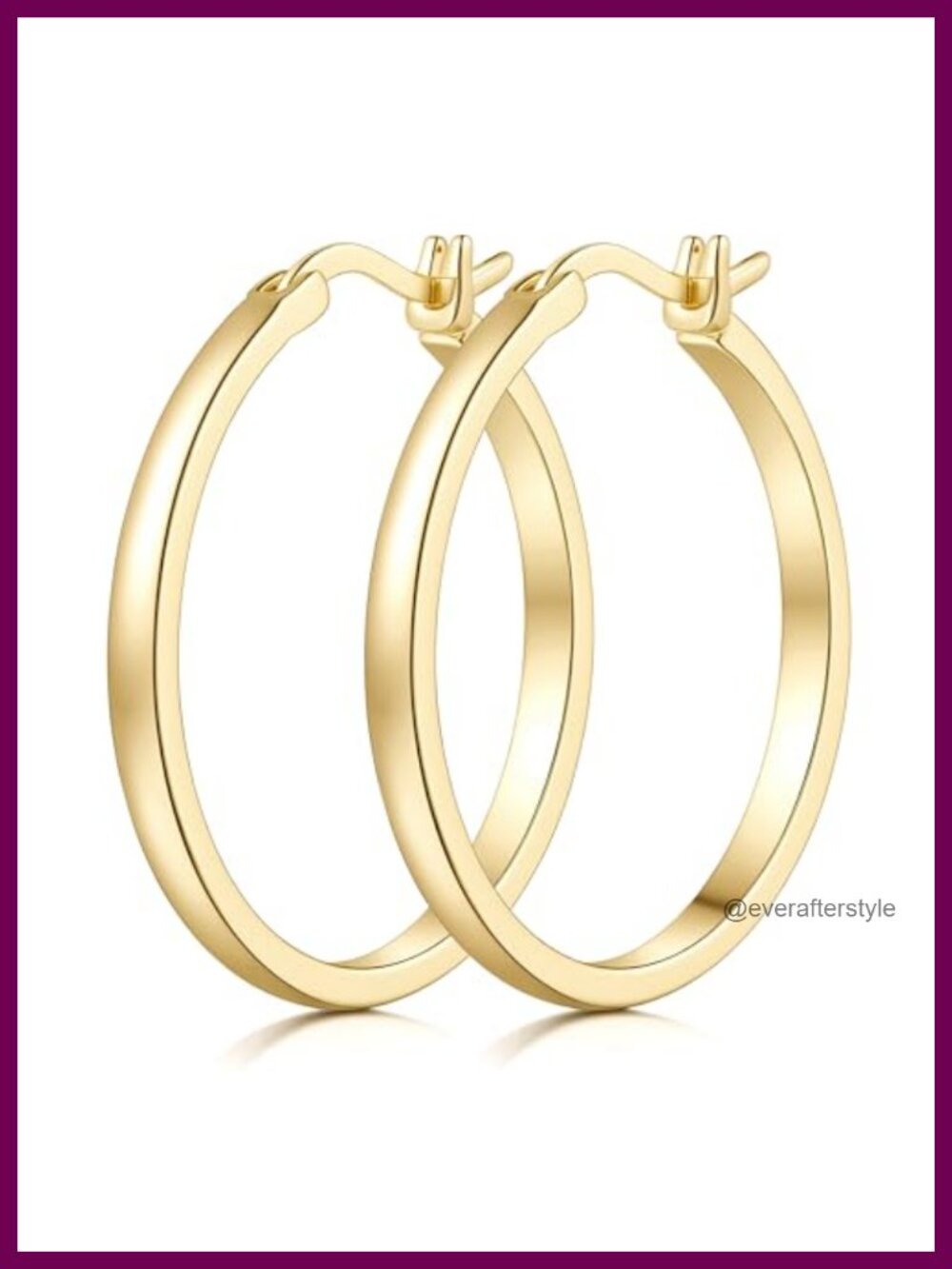 14K Gold Hoop Earrings for Women - Latch Back, 30mm